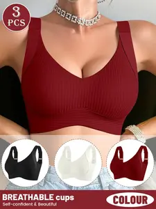 Women's Seamless Wireless Bra Set, Fixed Cup No Steel Ring, Backless Design, Breathable Anti-Slip, Comfortable Daily Wear, Ideal Gift, Medium