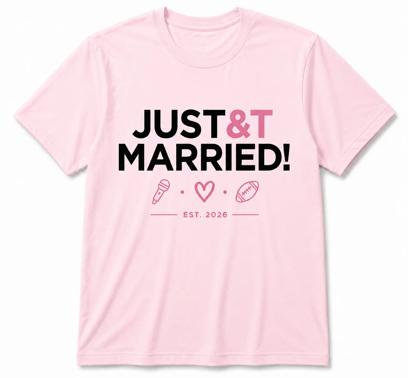 Just Married Graphic Shirt, Viral Wedding Celebration Tee, Football Romance Inspired Couple Gift, Newlywed Unisex Cotton T-Shirt, Est. 2026