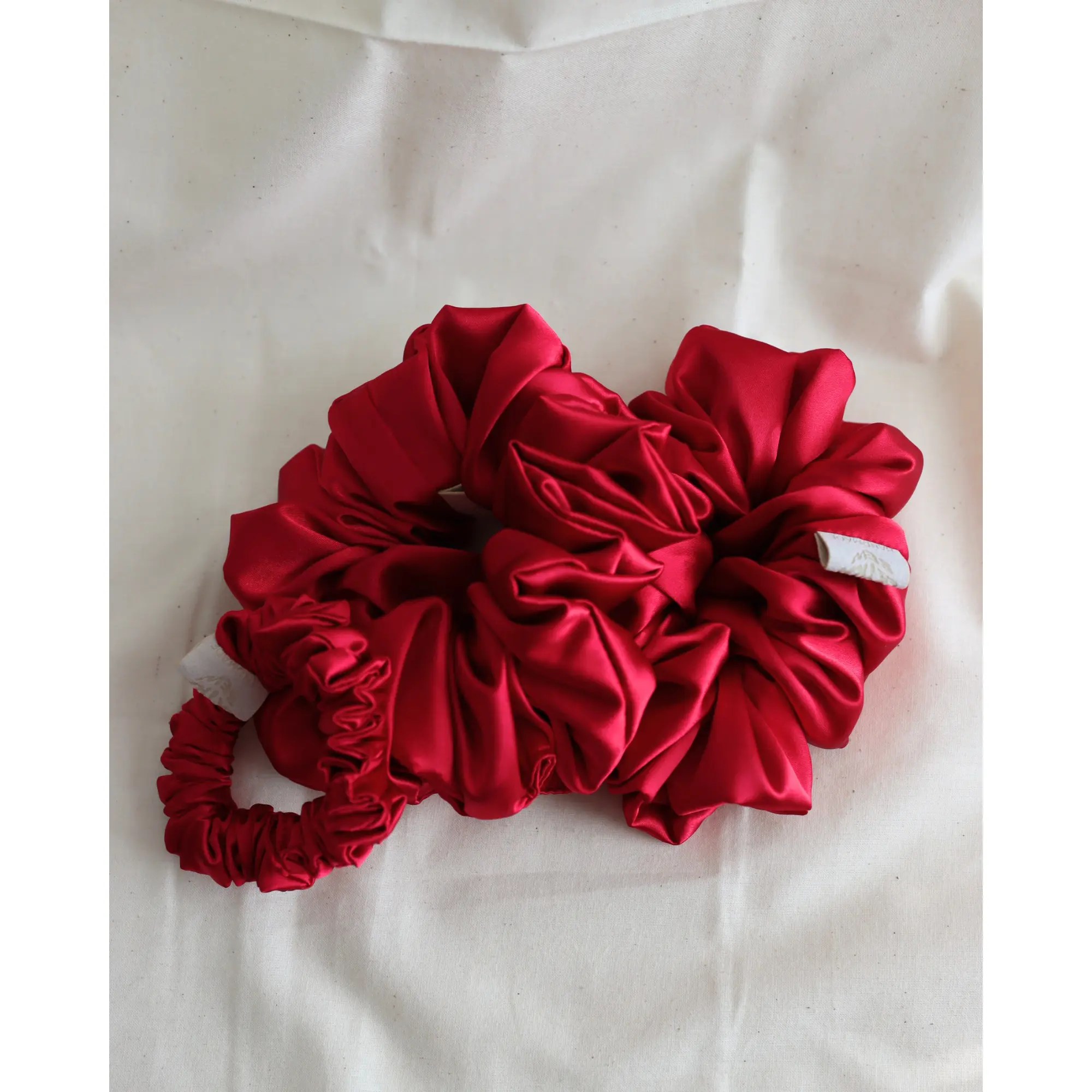 Deep Red Scrunchie - Soft and Comfortable Satin Hair Accessory