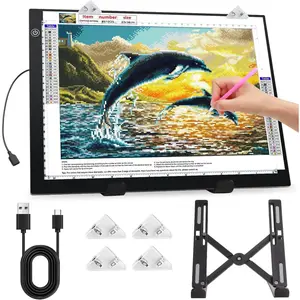 A4 Light Pad for  Art Kits for Adults,0.2" Ultra Thin Light Board with Stand and Clip for  Painting Accessories,3 Levels Dimming Light Box for Drawing,Sketching,Animation