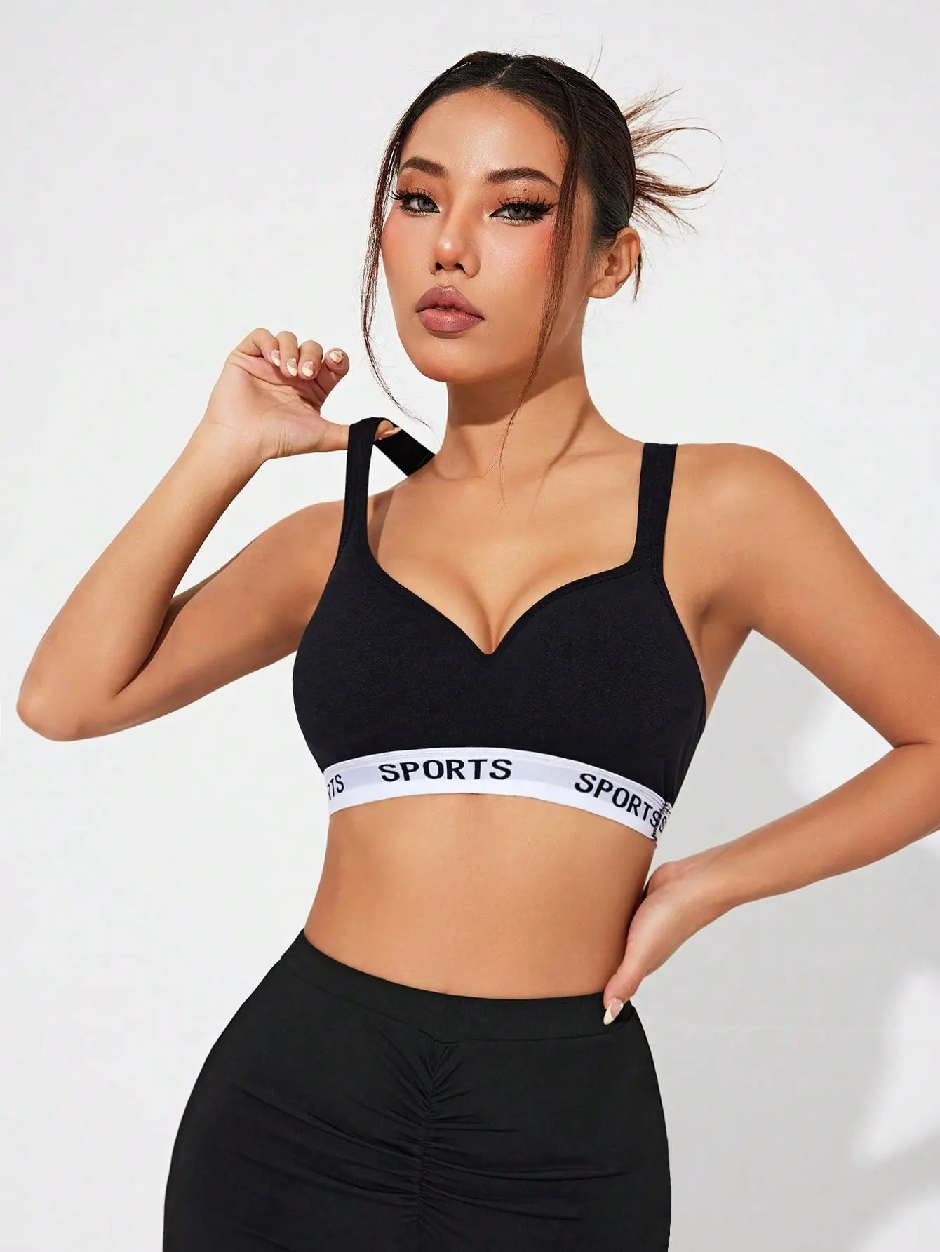 Women's Solid Sports Bra, Sporty Wide Strap Lingerie Top for Tennis Pickleball, Gym Clothes indoor daily wear