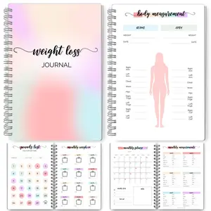 Complete Weight Loss Journal for 12 Months, 88 Pages, Colorful Cover, High-Quality Coil Binding, Daily & Weekly Tracking, Spiral Bound Planner