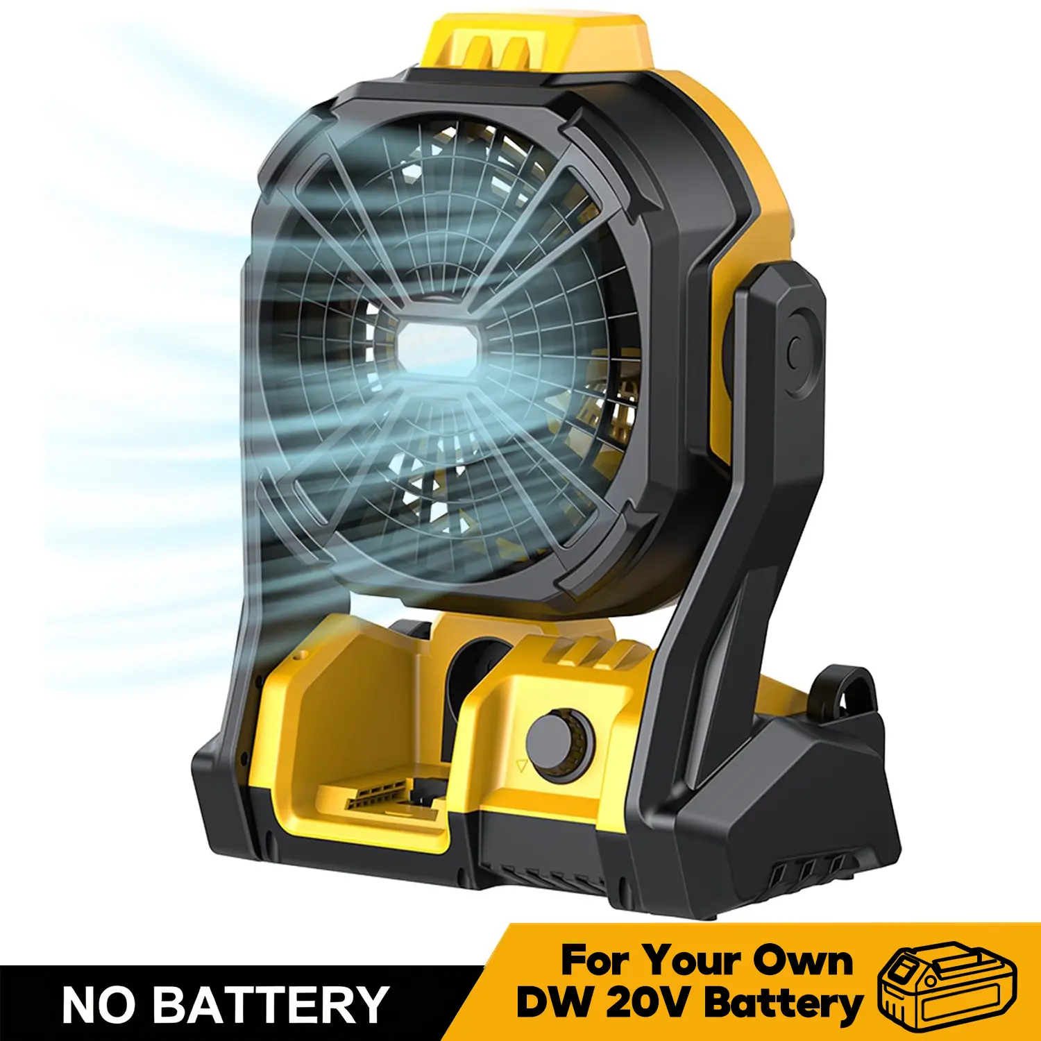 High Velocity Adjustable Cooling Cordless Fan for DeWalt 20V Max Battery - Portable Fan with Cordless Freedom, LED Lights, Hanging Hook, Variable Speed, Jobsite Heat Relief (Battery Not Included)