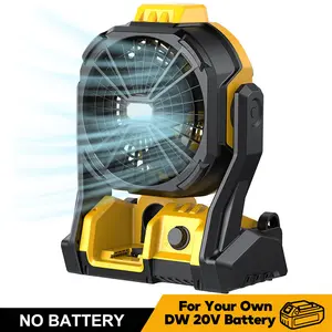 High Velocity Adjustable Cooling Rechargeable Fan for DeWalt 20V Max Battery, Cordless Battery Operated Fan with LED Lights & Hanging Hook, Variable Speed, for Jobsite & Camping(Battery Not Included)