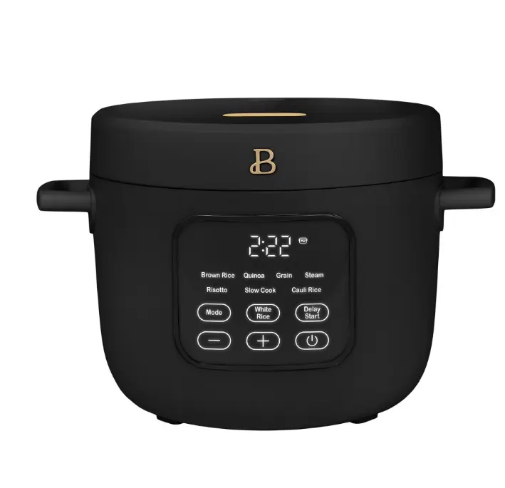 Beautiful 14-Cup Cooked, 6-Cups Uncooked Electric Rice and Grain Cooker, EverGood Ceramic Nonstick Coating, Black Sesame by Drew Barrymore