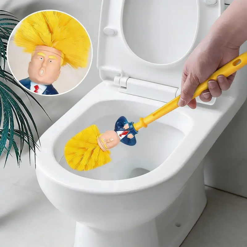Black Friday-Toilet brush - 360-degree cleaning of the toilet, quick draining - Fun bathroom cleaning design - suitable for toilet use - Fun design, yellow bristles