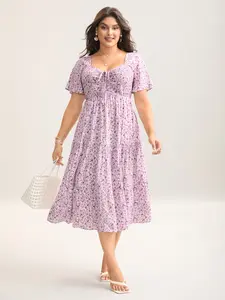 BLOOMCHIC Womens Plus Size [M-6X] Boho Ditsy Floral Sundress - Lady's Casual Wear Women's Mini Dress Clothes summervibes Swimweek