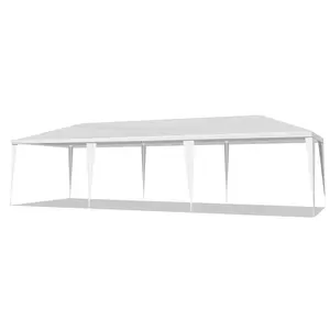 White 10'x30' Outdoor Party Tent - Lightweight Canopy, Outdoor Canopy Shelter, 8 Removable Sidewalls, Waterproof Durable PE Cloth, Iron Tube Patio Wedding Gazebo for Events