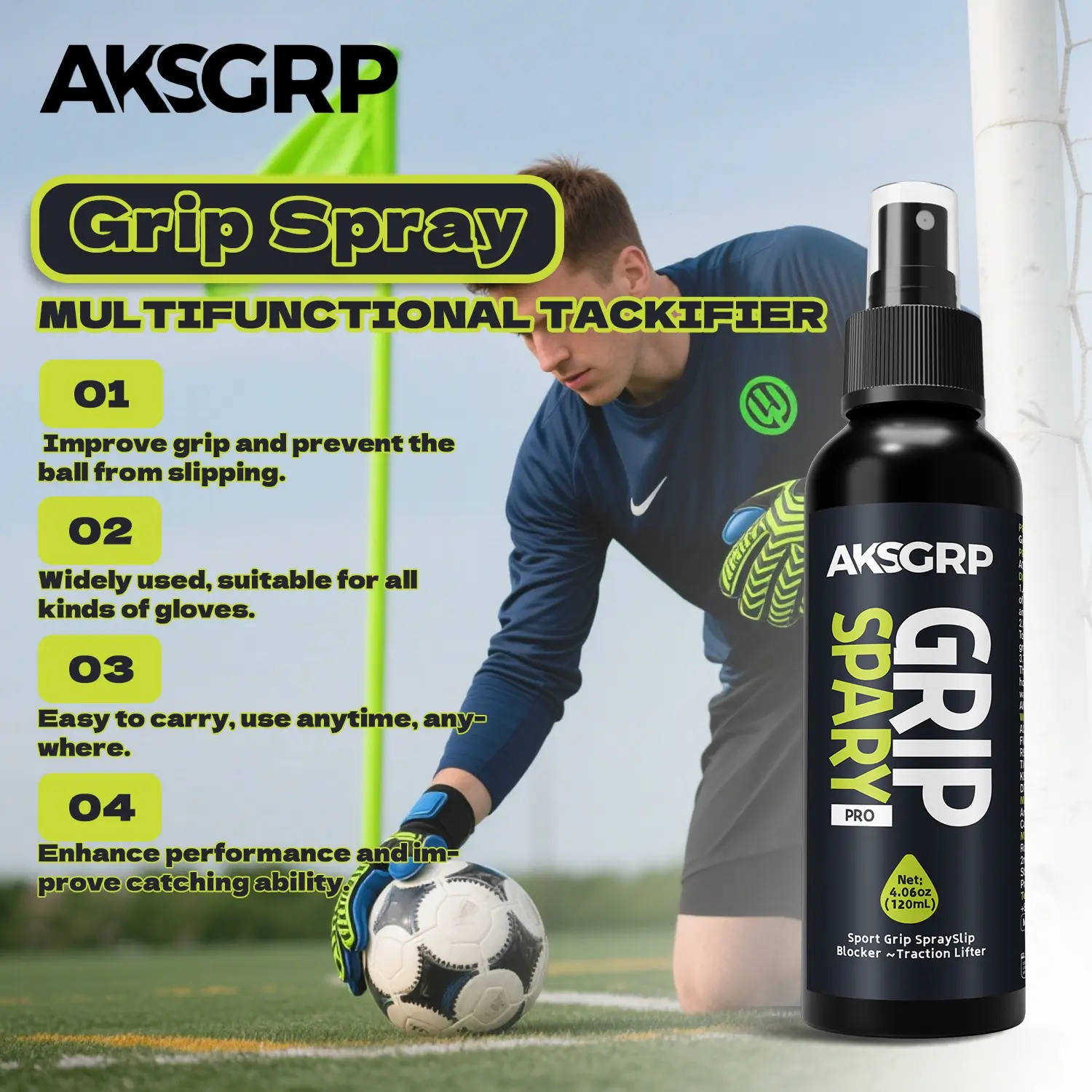 Professional Goalkeeper Gloves Anti-Slip Spray, Safety Certified Grip Enhancer, 30/50/120ML Transparent Formula, Polypropylene Material, Goalkeeper Equipment, Football Equipment