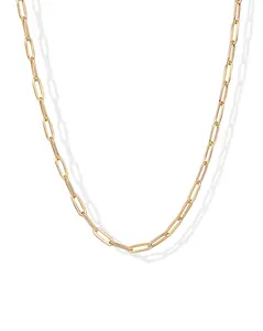 PAVOI 14K Gold Plated Paperclip Chain Necklaces for Women - Dainty Gold Jewelry Chain Necklace - Lightweight 20" Adjustable Link Chain Necklaces