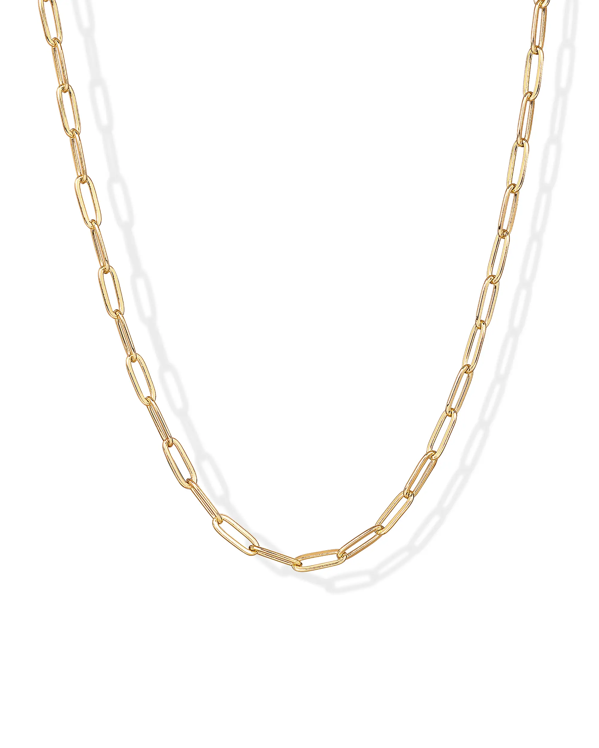 PAVOI 14K Gold Plated Paperclip Chain Necklaces for Women - Dainty Gold Jewelry Chain Necklace - Lightweight 20" Adjustable Link Chain Necklaces
