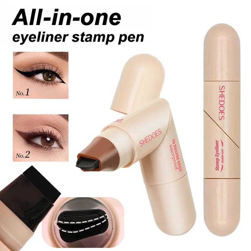 Rotating Eyeliner Stamp Pen – Dual-Head Design with Wing Stamp, Quick-Dry, Long-Lasting, Smudge-Proof for Easy Cat Eye, Sharp Winged Lines & All-Day Makeup Wear - Beginner Friendly Everyday Makeup Tool for Women, Women's cosmetics, Makeup tools.