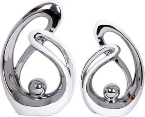 2 count White and  Living Room Decor Table Sculpture Decorations Ceramic Statue Decor Mid Century Modern Decor Centerpieces for Dining Room Kitchen Fireplace Shelf Office Coffee Table Decor