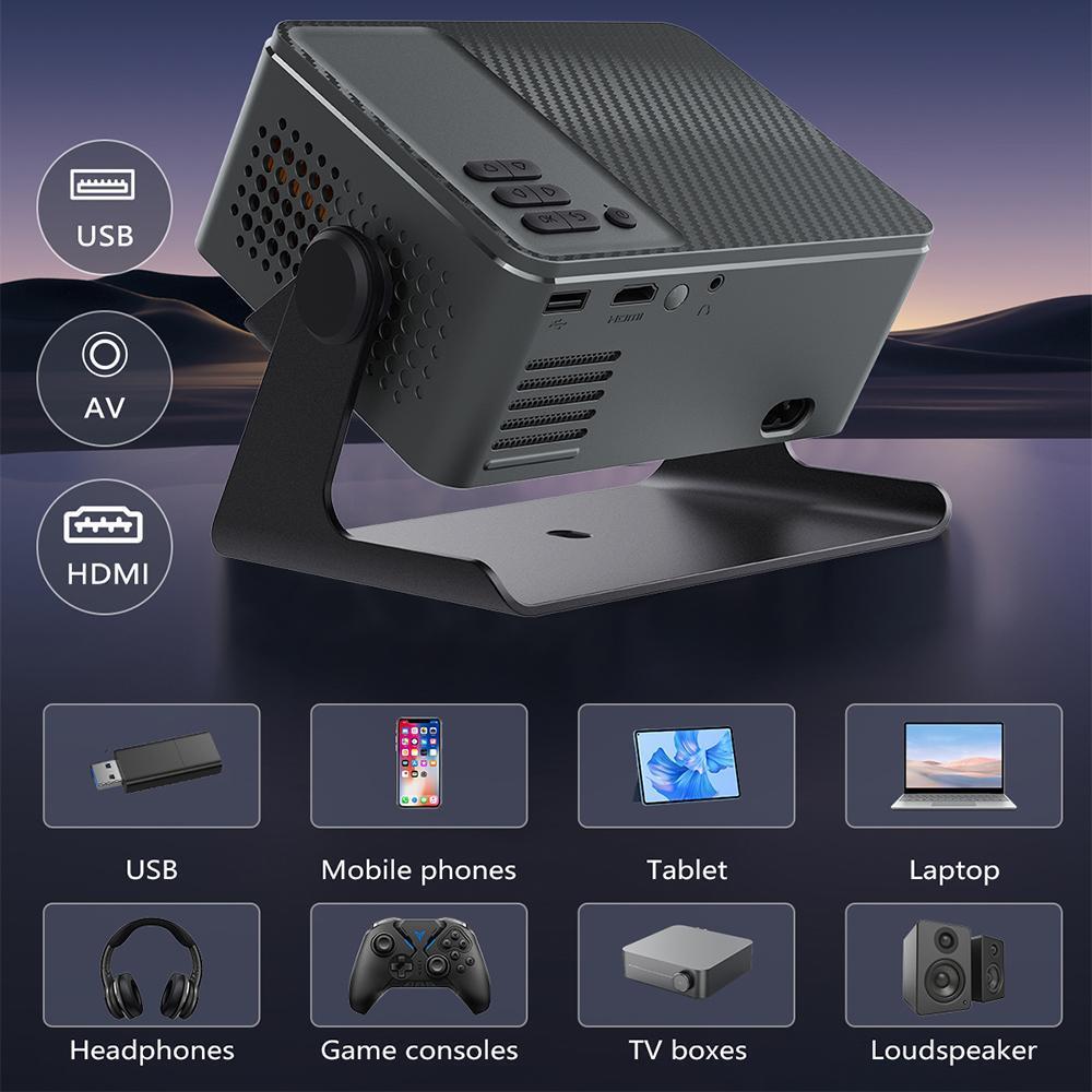 Portable Smart Projector with 4K 360° HD LED, WiFi 2.4/5G, BT 5.2, Built-in Speaker, 200'' Display, Home Theater Mini Projector for Indoor/Outdoor Use,for Valentine’s Day Gift