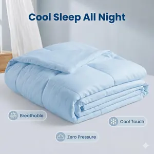 [Memorial Day Sale]NTBAY Summer Cooling Blanket - Q-Max 0.45 Ice Silk Cooling Comforter for Hot Sleepers, Double-Sided Cold Touch Breathable Blanket, Soft Lightweight Bedding outdoorfun