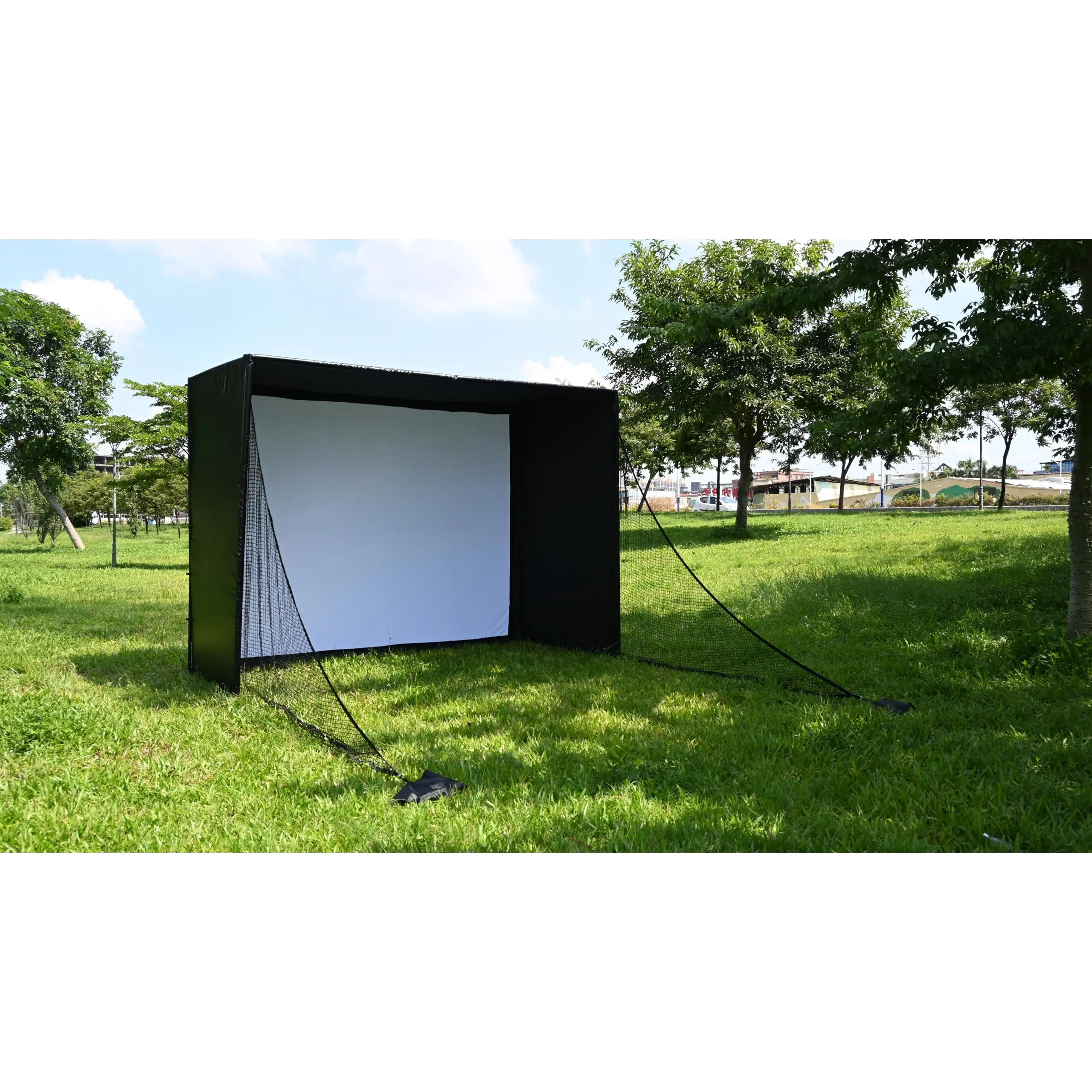 Garvee Upgraded Complete Golf Simulator Enclosure Kit – 4K-Ready Impact Screen, Blackout Cage, Frame Poles, Side & Bottom Nets, Sandbags – Indoor & Garage Golf Practice Cage for Training, Size 11x8 ft