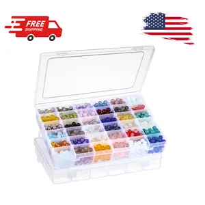 2 Pack 36 Grids Clear Plastic Organizer Box with Adjustable Dividers