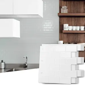 Art3d  10-Pack White Subway Peel and Stick Backsplash Tile,12''x12'' Durable Easy Installation Self-Adhesive Tile Sticker for Kitchen and Bathroom