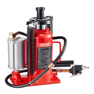 VEVOR Air Hydraulic Bottle Jack,  20 Ton (44092 lbs) Capacity, 10.2-19.5 Inch Lifting Range, Pneumatic/Manual Heavy Duty Welded Bottle Jack with Pump for Car, SUV, Pickup, Truck, RV, Auto Repair, Red