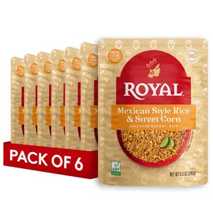 Mexican Street Corn Basmati Rice, Ready to Heat Microwave Rice Pouches, 6 Pack, Authentic Seasoned Long Grain Rice, 8.5 oz