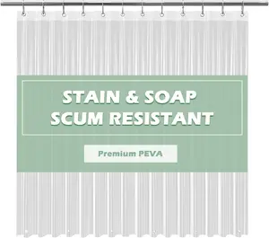 Clear Shower Curtain Liner Light Weight Peva, Shower Liner 72x72 Inches, Waterproof, No Chemical Smell with 12 Rust Proof Metal Grommets Holes for Bathroom Shower Curtain
