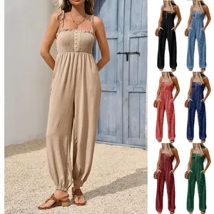 Danedvi Women One Piece Button Up Jumpsuit Casual Loose Short Sleeve V Neck Onesies Rompers with Pockets, Outfits, Cute