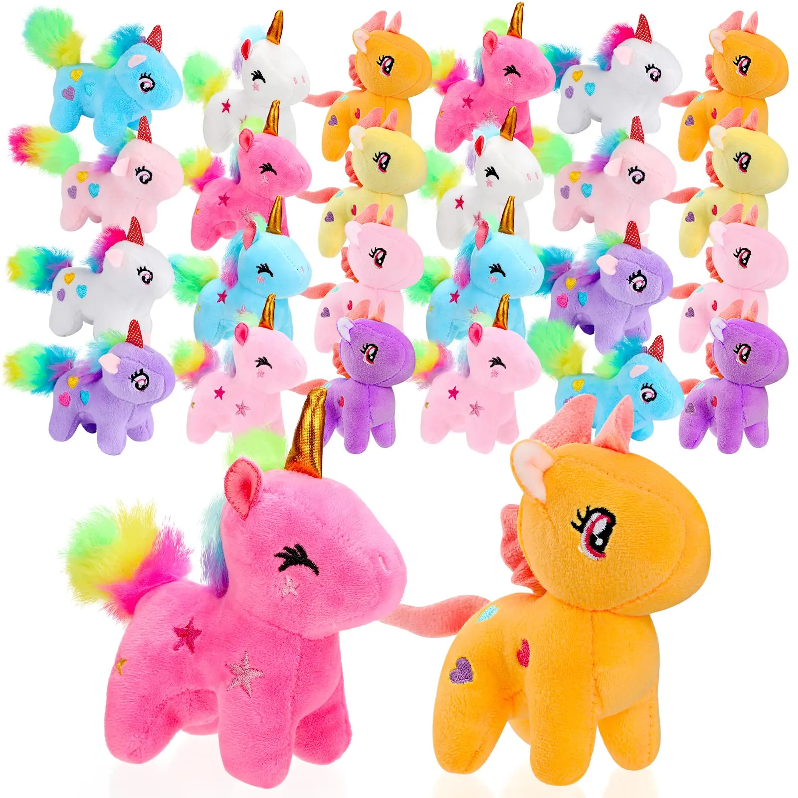 4-24pcs Mini Plush Unicorn Stuffed Animals Unicorn Party Favors Bulk Toys DIY Plush Keychain Stuffed Animal for Kids Party Favor
