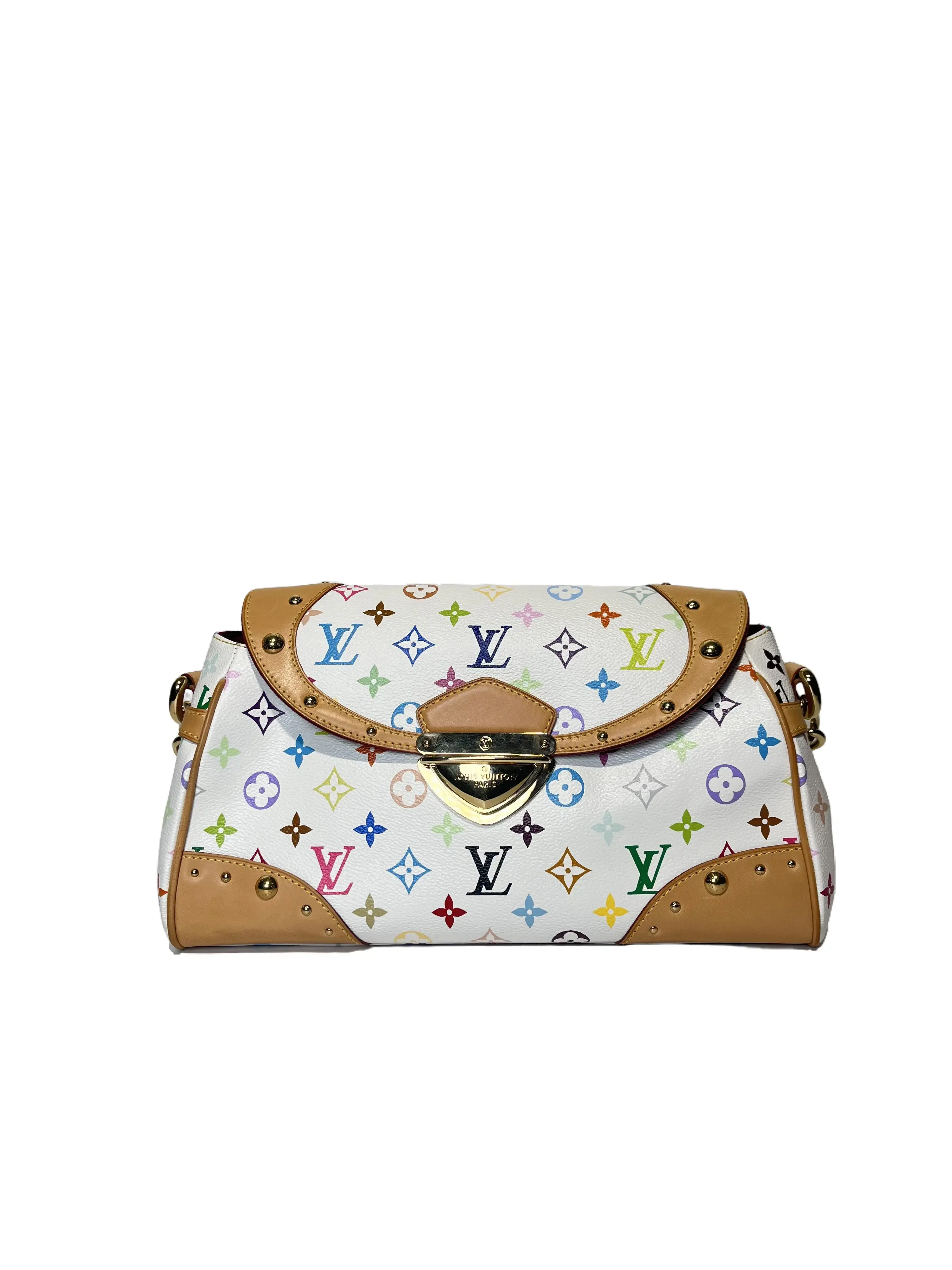 Pre-owned Louis Vuitton Monogram Multicolore Marilyn Curved Leather Shoulder Bag with Gold Accents by Takashi Murakami