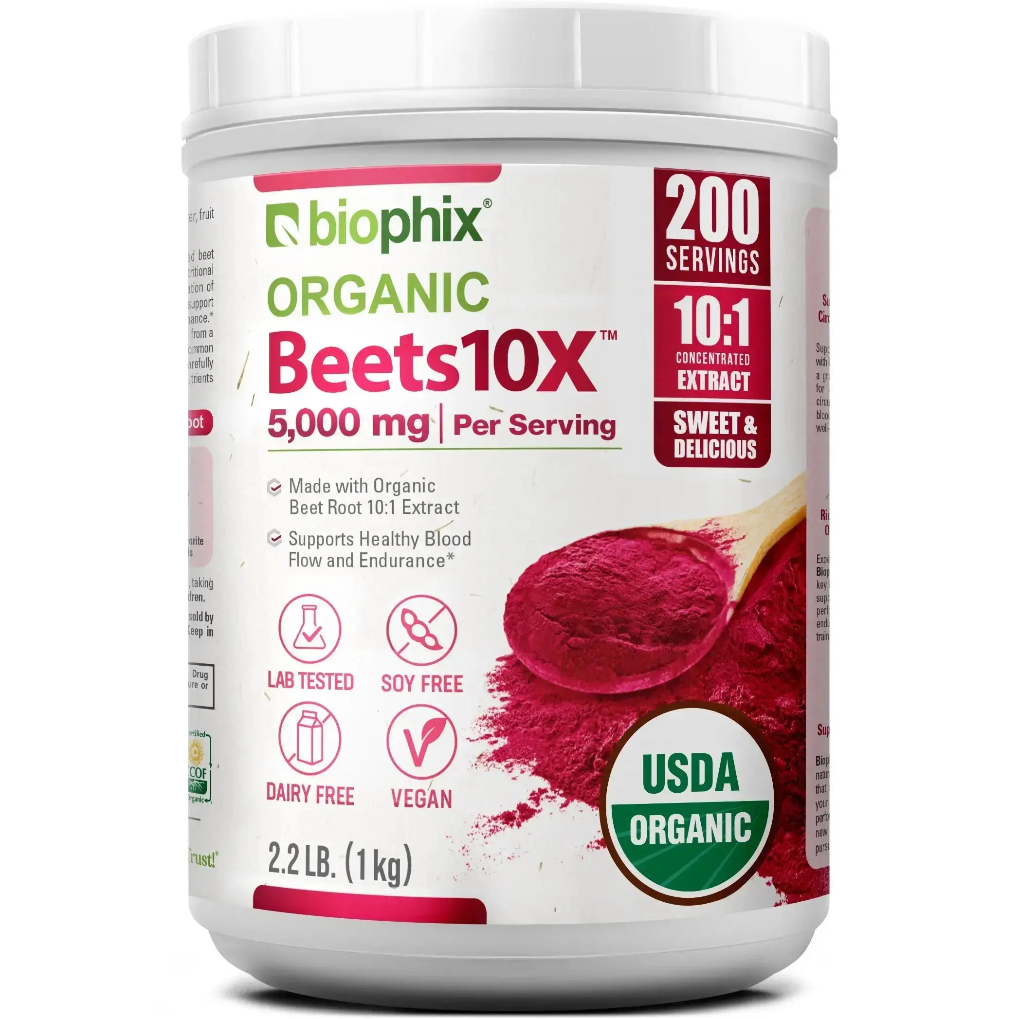 Biophix Organic Beets 10X Beet Root Powder 2.2 lbs | Superfood Energy Antioxidant Heart Health Support