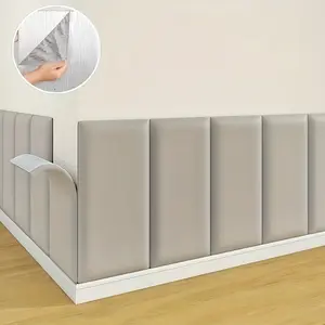 Self-adhesive heat-resistant and durable 3D wall panels, 10mm thick XPE board - faux leather tiles for easy DIY installation, bedroom headboard filler, modern home decor 23cm x 50cm; 2/4/6/8 pieces