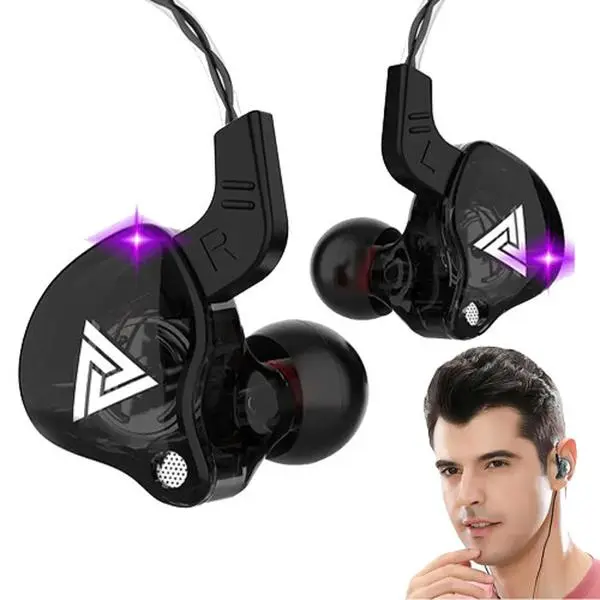 AK6 Gaming Earbuds Headset, Wired In-Ear IEM with Microphone, 3.5mm Jack, HiFi Heavy Bass, Noise Cancelling, Stereo Streaming Audio for PC/Laptop/Console