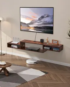 VEVOR Floating TV Stand, 70" Wall Mount Entertainment Center with Power Outlet & Cable Hole, Modern Floating TV Shelf with Storage Cabinet for DVD Player, Cable Box, Game Console, TV Accessory, Wood