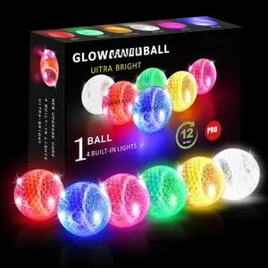 6 Pack Glow in The Dark Golf Balls Light up Night Led Golf Balls with 12-Minute Reset Timer  Sets for Men Women
