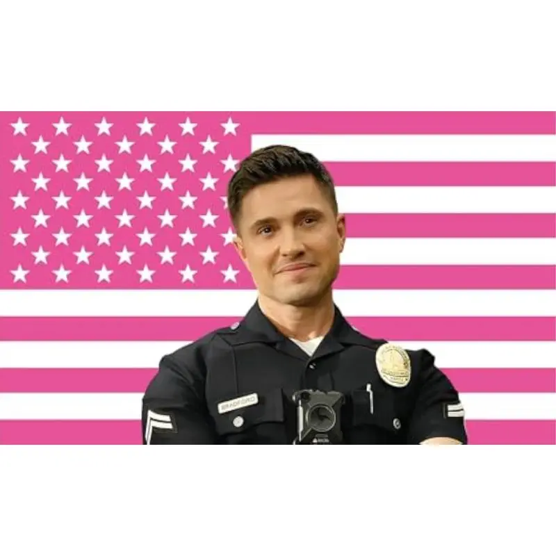 MAGJIUKE Tim Bradford American Rookie Flag Wall Tapestry - Pink Eric Winter Themed, Size-Options Home Decor for Bedrooms, Ideal Pink Gift