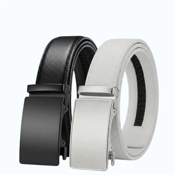 HAGIG Men's 2 Pack Ratchet Belt Automatic Buckle Adjustable Dress Casual Waist Belt