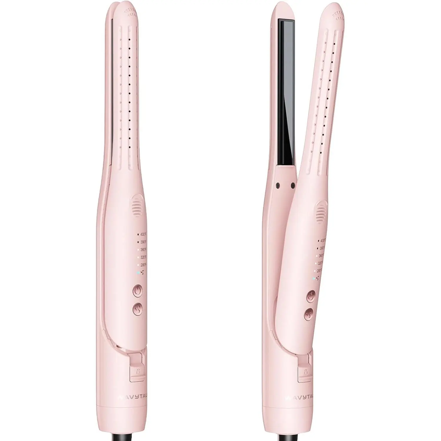 Cool Curl Pencil 0.65" Airflow Curling Iron for Short Hair & Pixie | 360° Cool Airflow Reduces Damage, Anti-scald, Precise Root Styling Control, 2-in-1 Small Flat Iron & Curler, Pink
