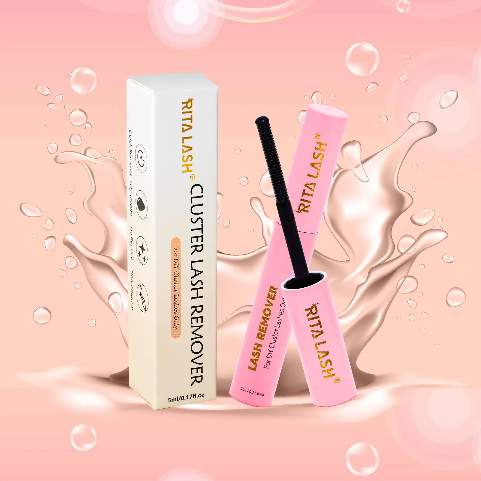 RITALASH 5ml Lash Clusters Glue Eyelash Remover For Individual Gentle Eye Cleanser For Removal Of False Eyelashes, Wispy Eyelashes, DIY Eyelash Extension, Lash Bond And Seal