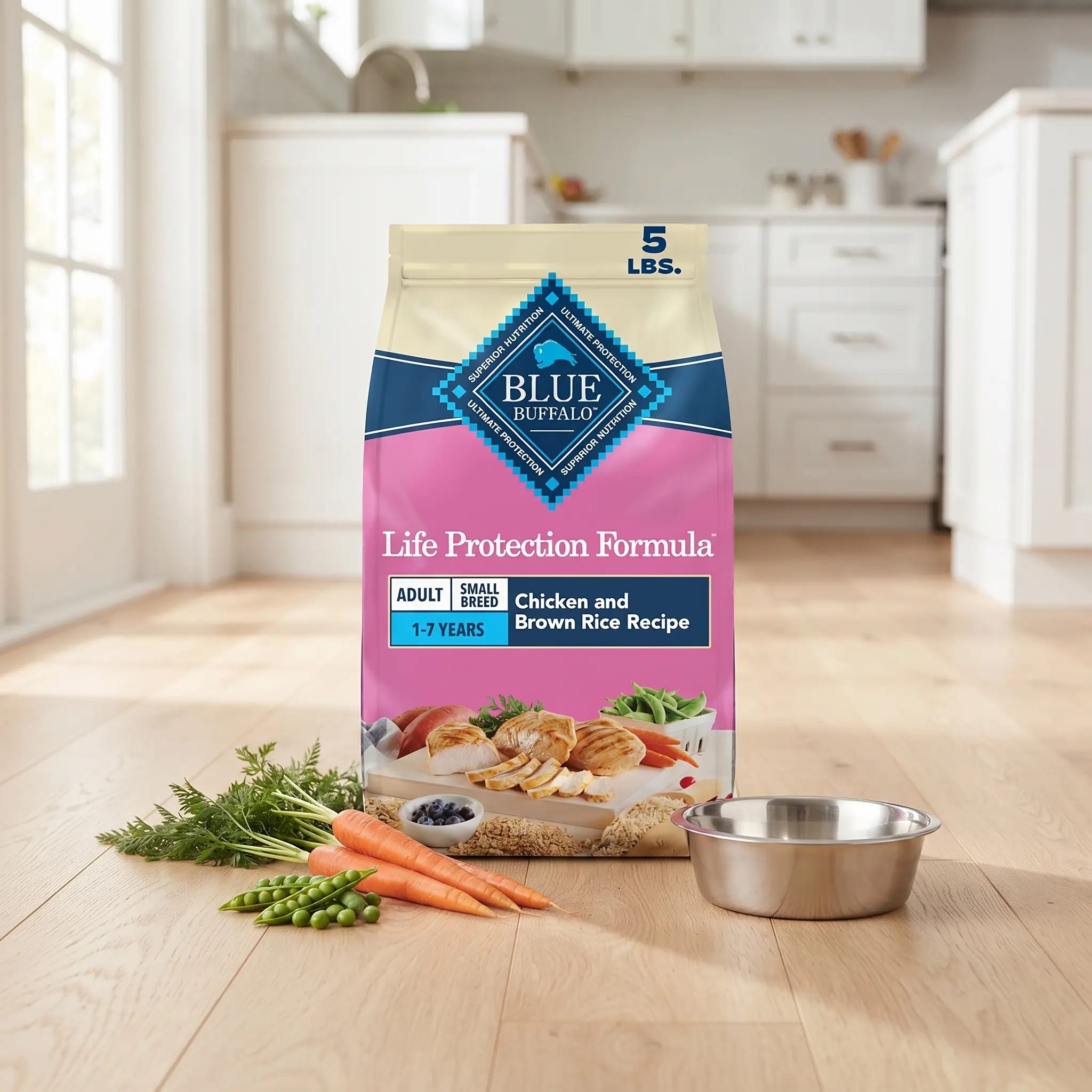 Blue Buffalo Life Protection Formula Small Breed Adult Dry Dog Food, Chicken & Brown Rice Recipe, Supports Immunity, Healthy Muscles, Skin & Coat, Natural Dry Dog Food, 5 lb Bag