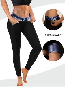 Women's Solid Color Sauna Pants, High Waist Tummy Control Butt Lift Leggings, Ladies Sportswear for Gym Yoga Workout