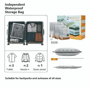 9/15 Piece Portable Vacuum Seal Compression Storage Bags with Electric Pump, Home Travel Clothing Organizer, Save Closet Luggage Space
