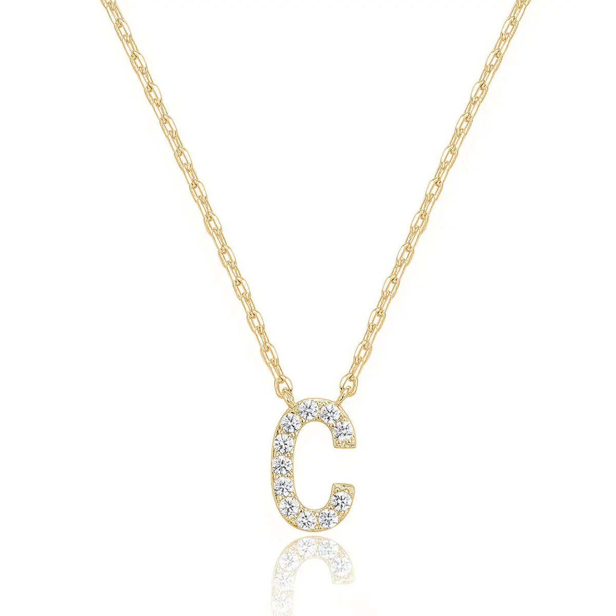 Women's exquisite 14K letter pendant necklace, personalized initials cubic zirconia necklace, women's jewelry necklace