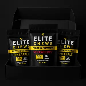 Elite Chews Gummies Variety Pack – Strawberry & Pineapple, 0g Sugar, Soft & Chewy Candy Snack (30g Protein per Bag)