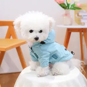Sky Blue Hooded Raincoat for Pets, Dog Rain Poncho for All Seasons, Waterproof Rainwear for Small Dogs Like Teddy, Bichon, Pomeranian, Clothing, Clothes