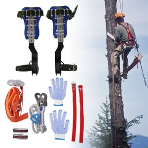 Professional Tree Climbing Spikes Kit with Safety Harness 330lbs Capacity Adjustable Steel Climbing Gear for Hunting Fruit Picking Rescue Outdoor Carabiners