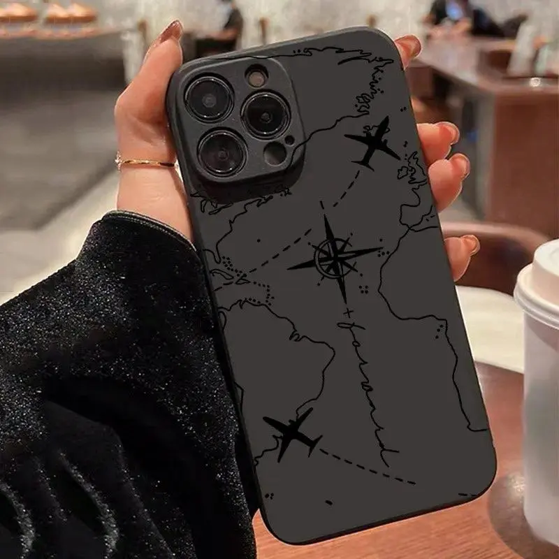 Cover creative airplane route printing phone case, suitable for iPhone 17/16/15/14/13/12/11/Pro/ProMax/Plus/XS/X/XSMAX/e series, birthday gift, holiday gift, couple phone case,back to school,back to school haul