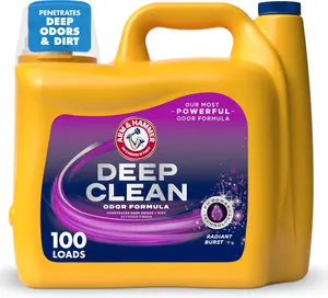 ARM & HAMMER Deep Clean Odor Formula Liquid Laundry Detergent, Radiant Burst Scent, 150 Fl Oz, 100 Loads