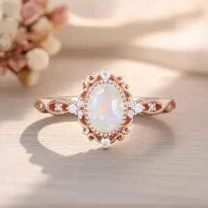 Fashion Versatile Jewelry Opal Women's Ring, Opal and Diamond Vintage Design Gold Ring,lovesac sactional,target valentines day 2026,accessories for women,valentines gifts for gf,gifts for women