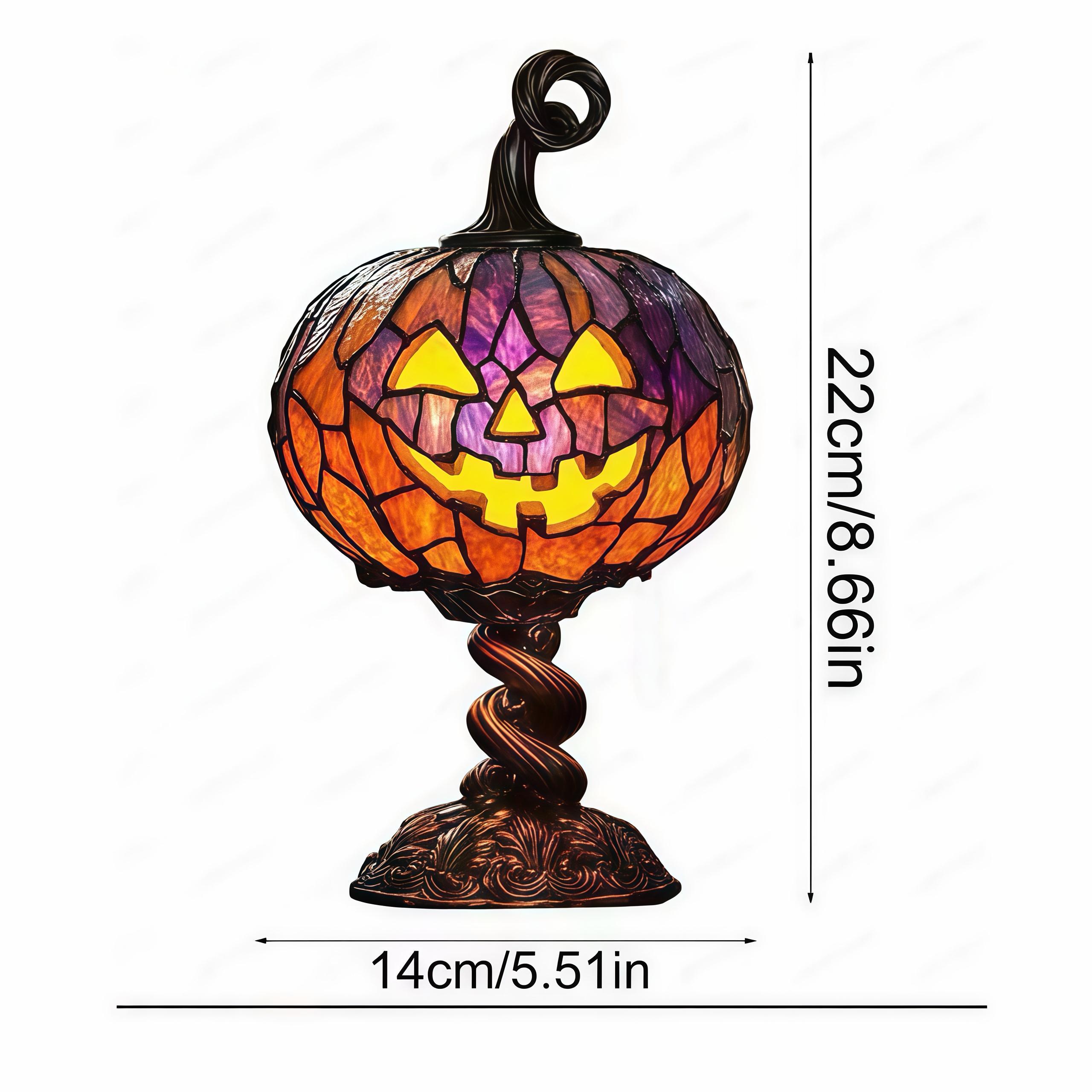 Halloween Christmas Stained Glass Pumpkin Table Lamp, Vintage Tiffany Style Jack O Lantern Pumpkin Night Light, Retro Decorative Desk Lamp for Holiday Party Home Bedroom Dining Table Ornament Gift Halloween Christmas Stained Glass Pumpkin Table Lamp, Vintage Tiffany Style Jack O Lantern Pumpkin Night Light, Retro Decorative Desk Lamp for Holiday Party Home Bedroom Dining Table Ornament Gift