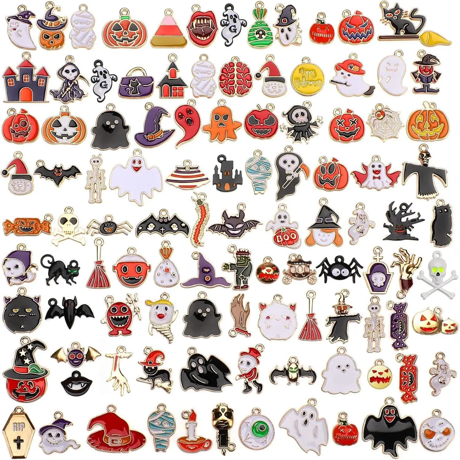 110 count Halloween Charms  Enamel  Making Charms for Halloween Bracelet Necklace Making and Decoration