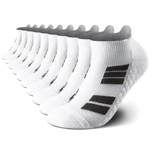 Universal Sports Short Socks 10-12 Pairs Men Women Invisible Towel Bottom Combed Cotton Soft Cushioning Anti-Slip Wear-Resistant Sweat-Absorbing Everyday White Casual Socks Running All Season